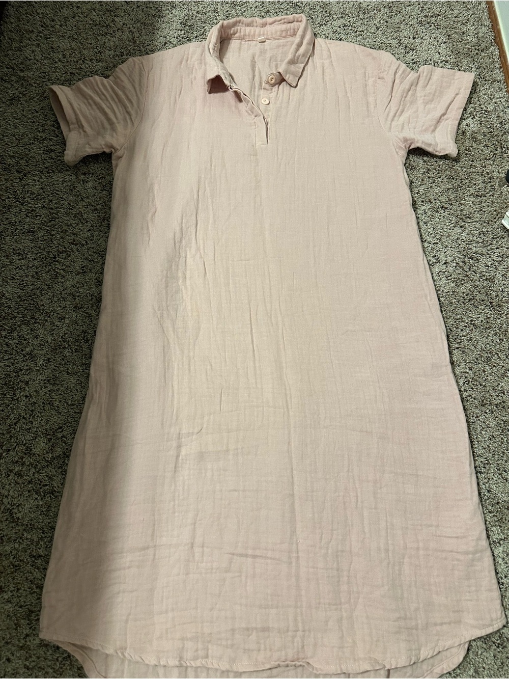 Women's Lightweight Button Polo Dress in Light Pink